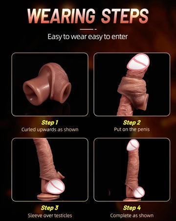 AAV Reusable Penis Sleeve For Men Extension Enlarger Reduce Sensitivity Delayed Ejaculation Silica Gel Dick Ring Adult Sex Toys